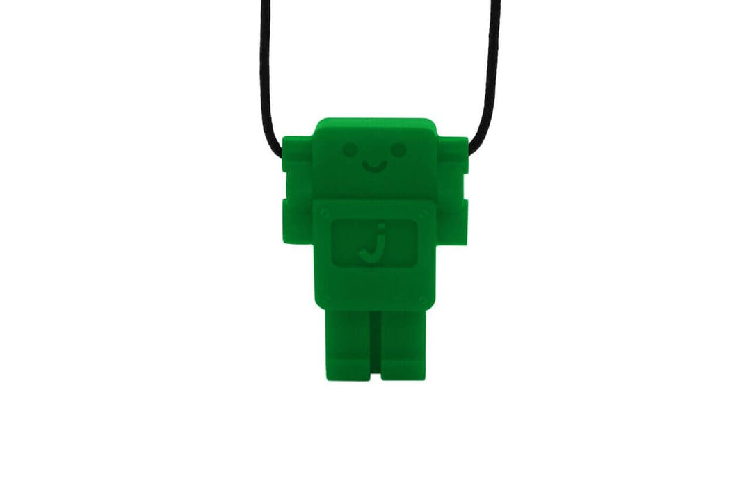 Jellystone Designs Chew Necklace Grassy Green Robot Pendant Chew Necklace