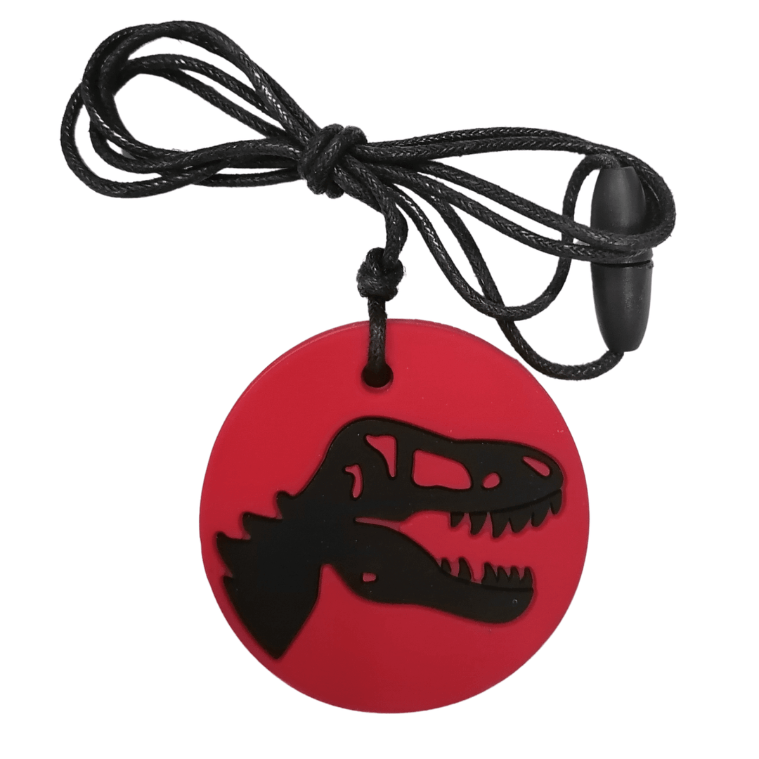 Jellystone Designs Chew Necklace Red Dino Pendant