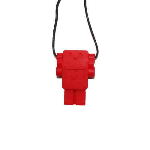 Jellystone Designs Chew Necklace Scarlet Red Robot Pendant Chew Necklace
