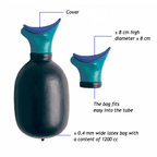 Uribag female urinal parts and dimensions diagram