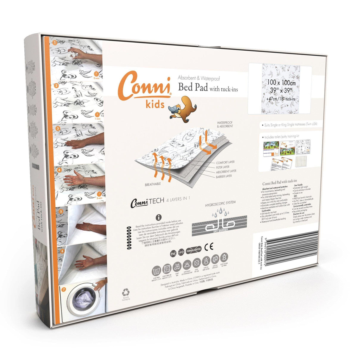 Conni Continence Care Conni Kids Bed Pad with Tuck-ins - Aussie Animals