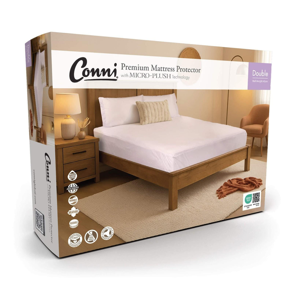 Conni Continence Care Conni Micro-Plush - Double Waterproof Fitted Sheet