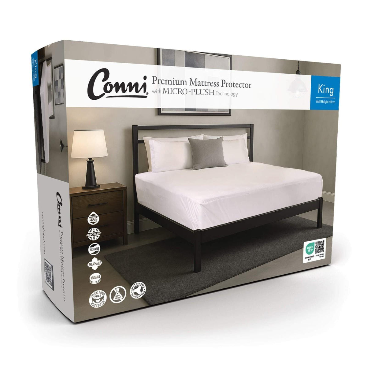 Conni Continence Care Conni Micro-Plush - King Waterproof Fitted Sheet