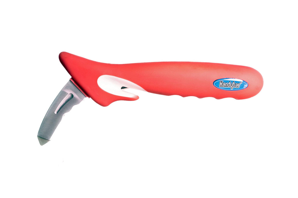 Handybar car support handle with seat belt cutter and window breaker