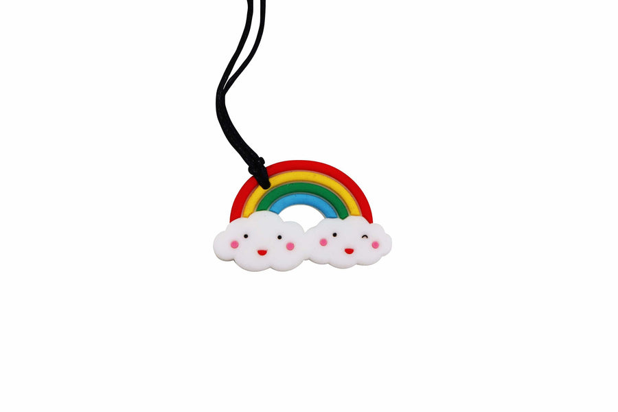 Jellystone Designs Chew Necklace Bright Rainbow Pendant Chew Necklace