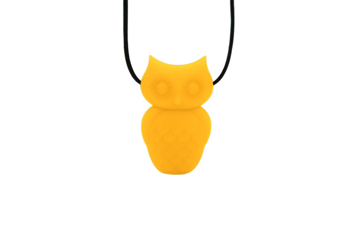 Jellystone Designs Chew Necklace Canary Yellow Owl Pendant Chew Necklace