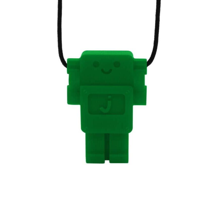 Jellystone Designs Chew Necklace Grassy Green Robot Pendant Chew Necklace