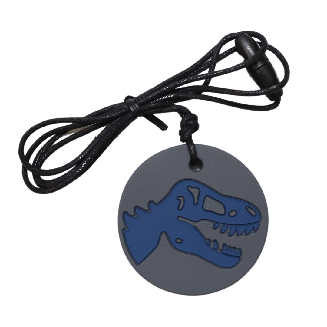Jellystone Designs Chew Necklace Grey Dino Pendant