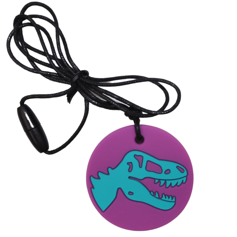 Jellystone Designs Chew Necklace Purple Dino Pendant