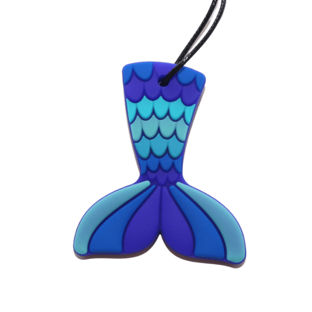 Jellystone Designs Chew Necklace Rainbow Mermaid Tail Pendant