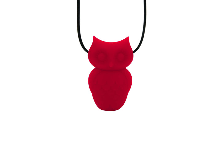 Jellystone Designs Chew Necklace Scarlet Red Owl Pendant Chew Necklace