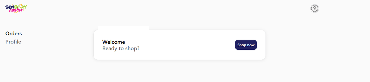Sensory Assist customer account showing the Profile option