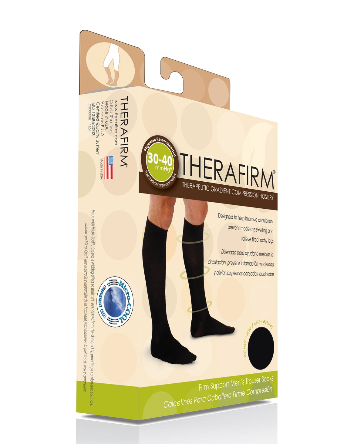 Quintro Healthcare Compression Black / X-Large Therafirm Mens Trouser Socks Moderate Support 30-40mmHg Regular