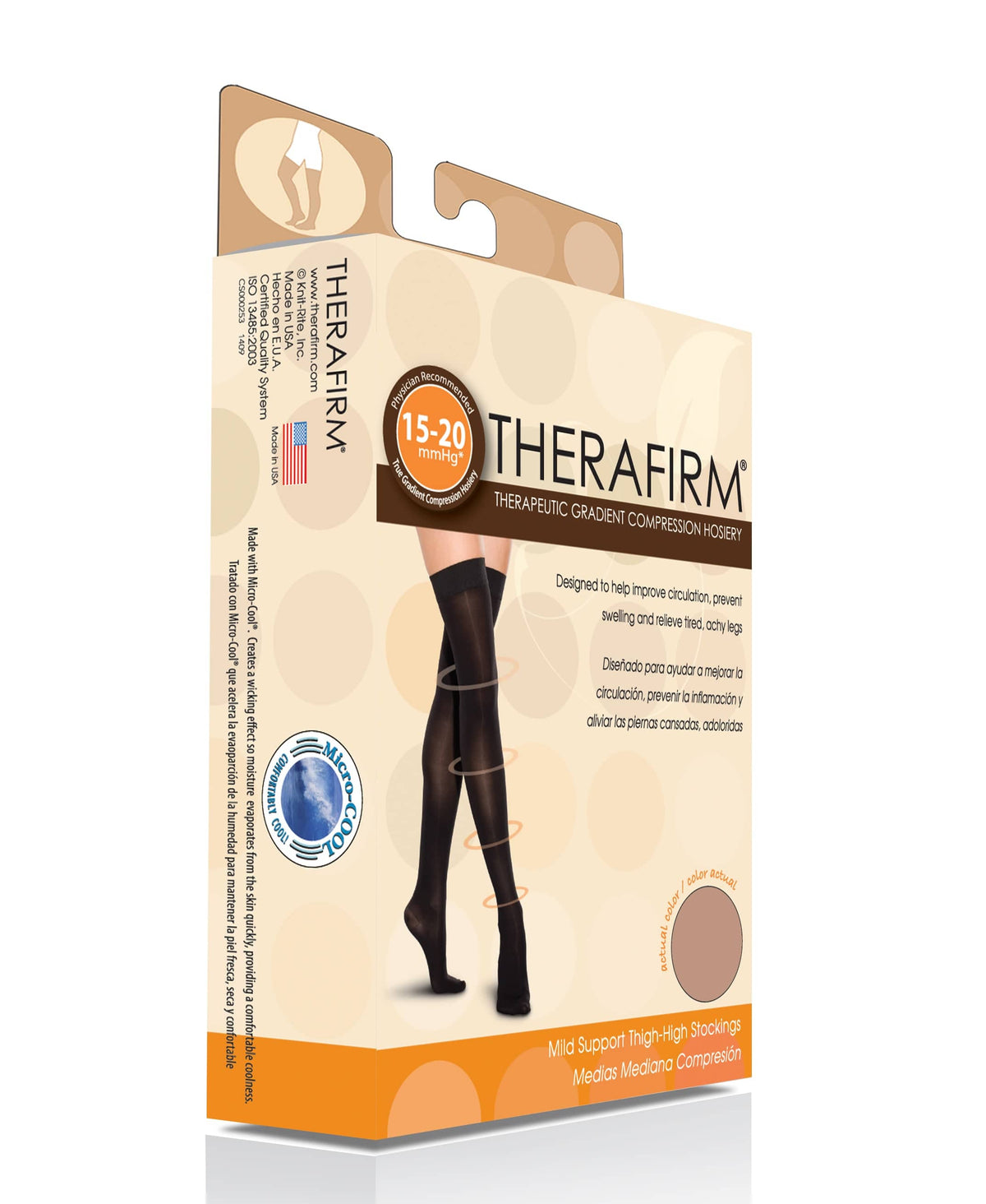Quintro Healthcare Compression Black / XX-Large Therafirm Unisex Thigh-High Stockings Closed Toe Mild Support 15-20mmHg