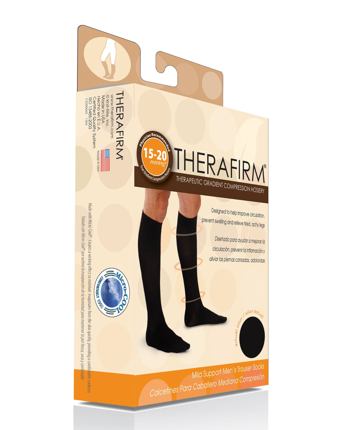 Quintro Healthcare Compression Charcoal / Medium Therafirm Mens Trouser Socks Mild Support 15-20mmHg Regular