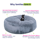 Sensory Pod feature graphic showing a Steel Grey pod with a dog