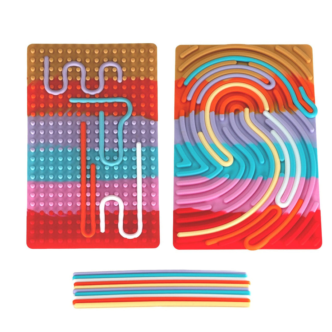 Sensory Support Classroom & School Tools Rectangle / Rainbow Play Board Sensory Play Board | Silicone Threading Board