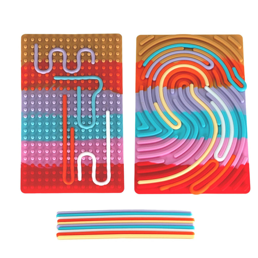 Sensory Support Classroom & School Tools Rectangle / Rainbow Play Board Sensory Play Board | Silicone Threading Board