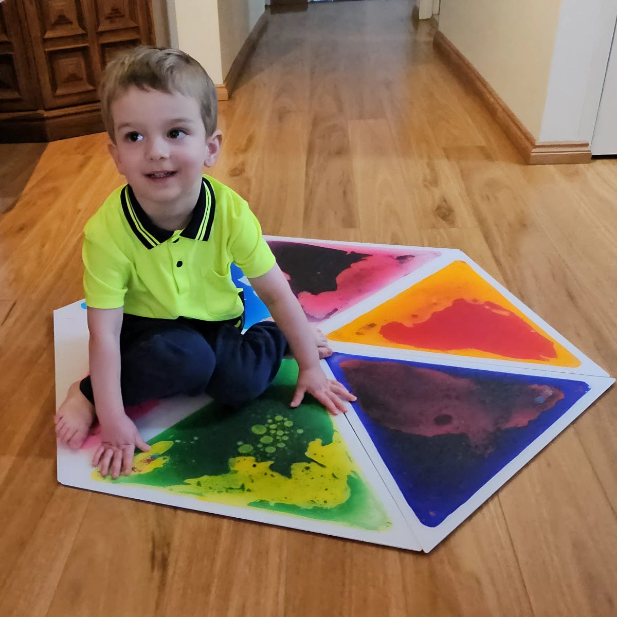 Sensory Support Visual Sensory Tools Triangle Liquid Floor Tiles | Set of 6