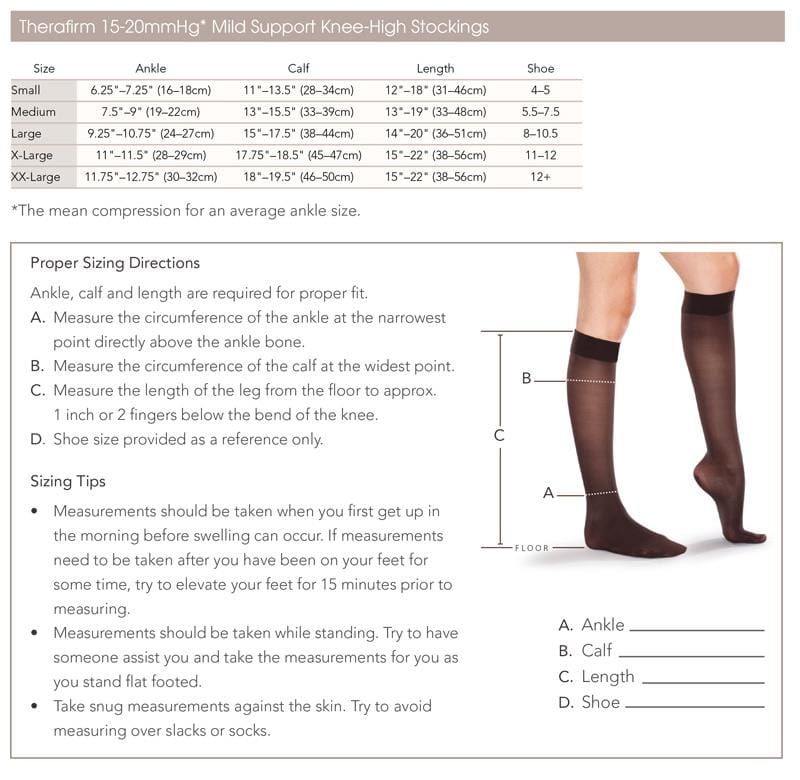 Therafirm Compression Wear Therafirm Womens Knee High Stockings Mild Support 15 to 20 mmHg