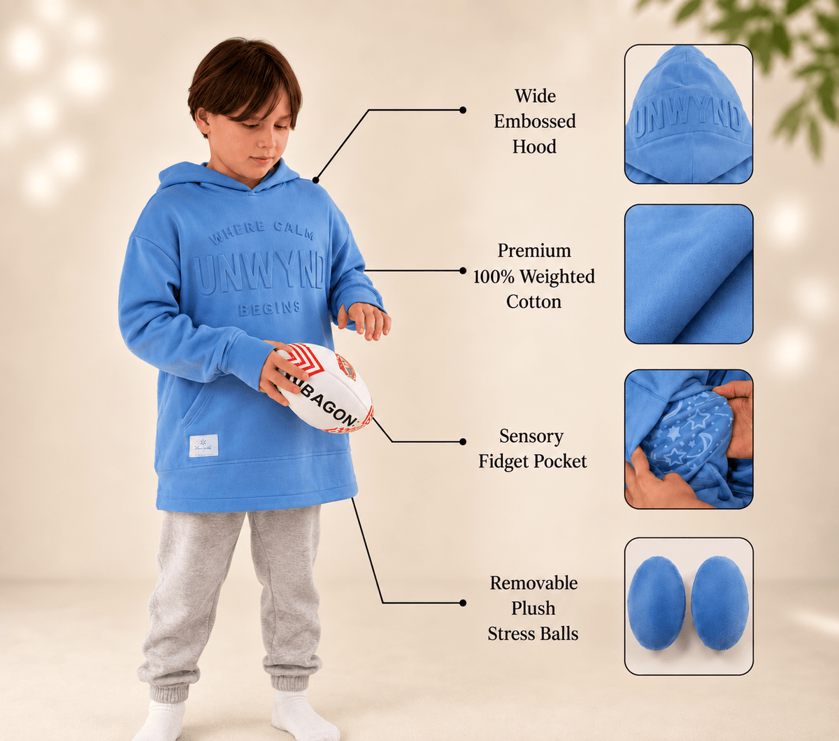 Unwynd Sensory Hoodies Blue / S Unwynd Drift Hoodie™ – Premium 100% Cotton Sensory Hoodie