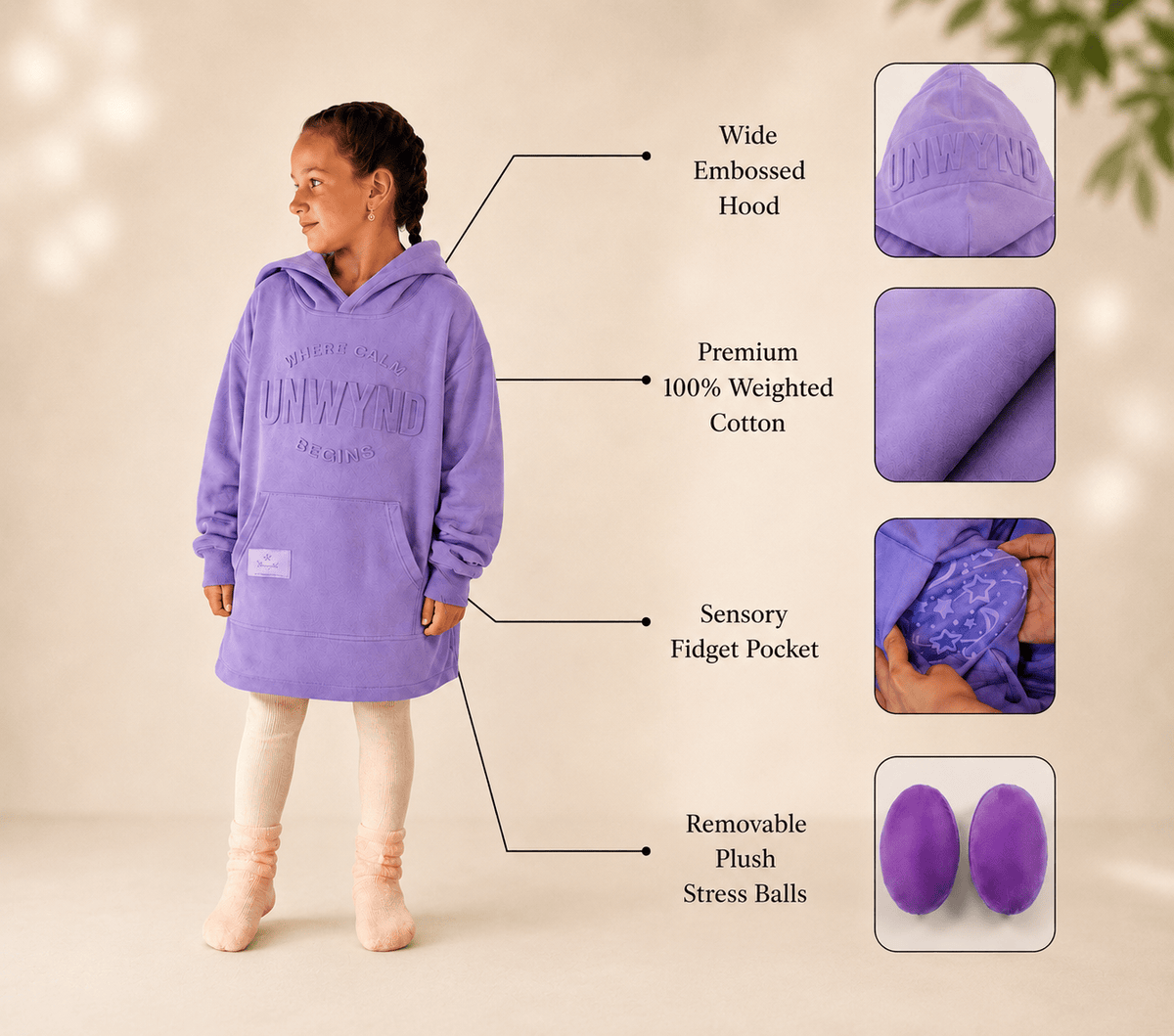 Unwynd Sensory Hoodies Unwynd Drift Hoodie™ – Premium 100% Cotton Sensory Hoodie