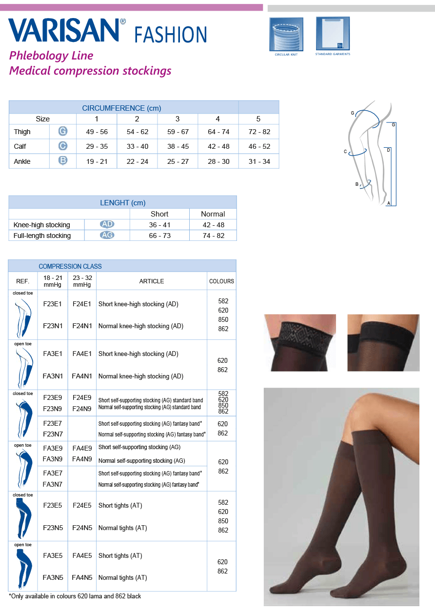 Varisan Compression Wear Varisan Thigh High Grip FASHION Stockings Normal Ccl.2 (Closed Toe) F24N9