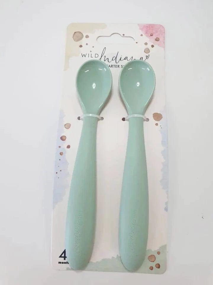 Wild Indiana Silicone Cutlery Sage Starter Spoons 2 Pack by Wild Indiana